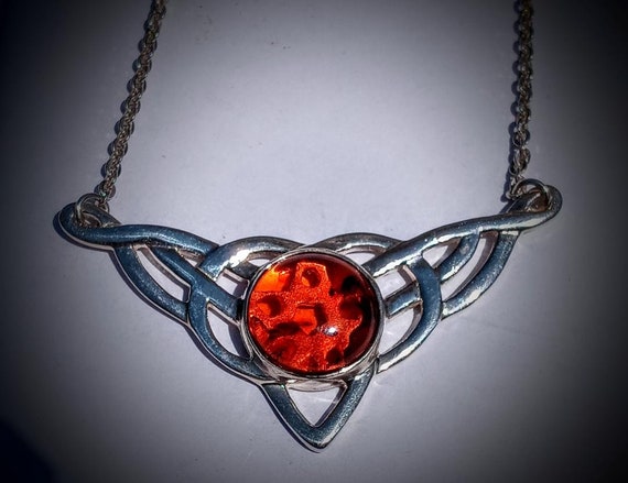 Pentacle Necklace, CELTIC,, AMBER, AAA, Very Rich… - image 6