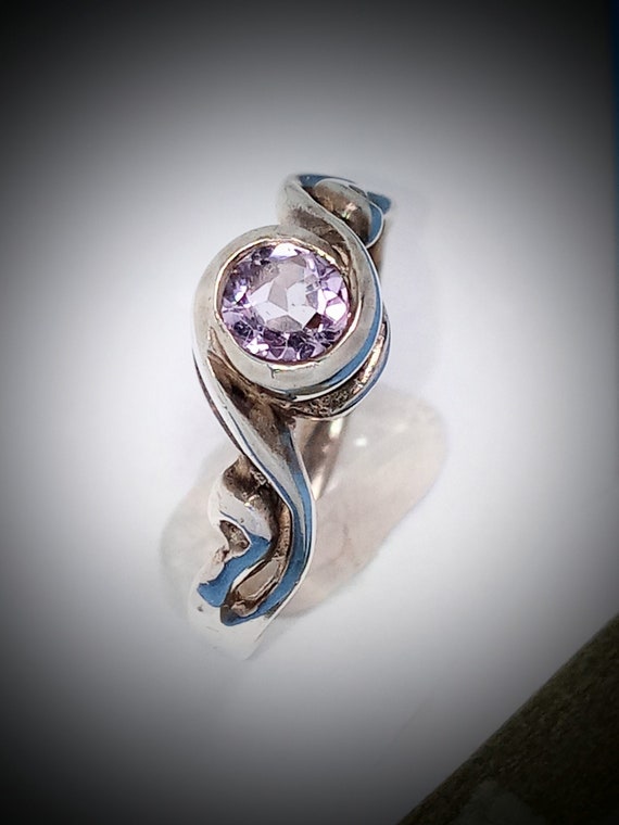 AMETHYST, 5mm, Ring, Sterling Silver, Solitare , … - image 1