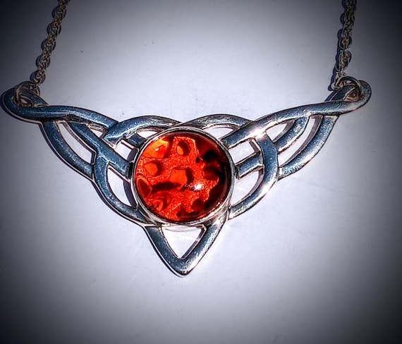 Pentacle Necklace, CELTIC,, AMBER, AAA, Very Rich… - image 1