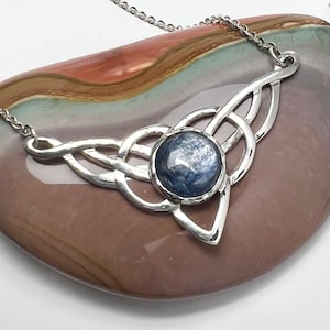 Kyanite Pentacle Necklace: Sterling Silver Celtic Pentagram