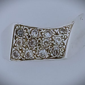 Original Ring, CZ, Sterling Silver, Sculpture, Hand Carved, Art Jewelry,  Size 8,