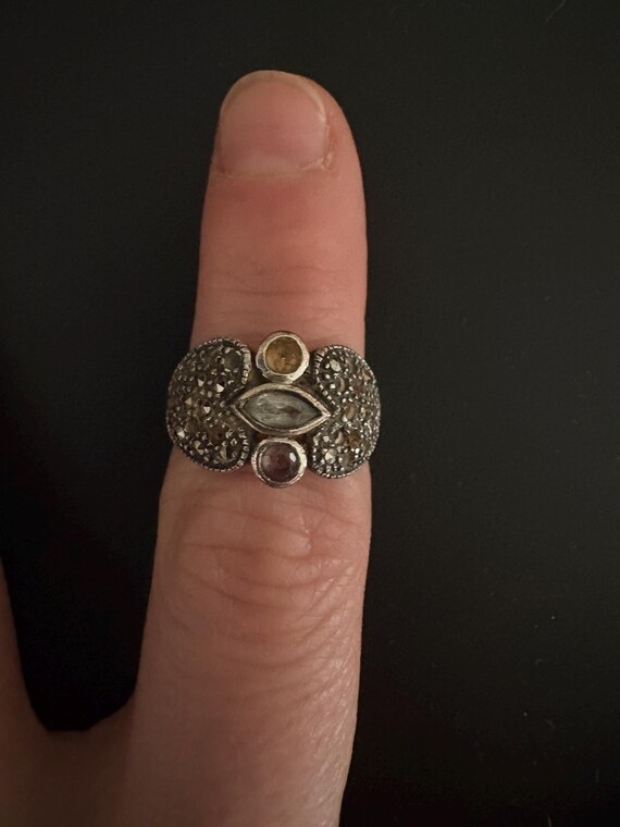 Multi Stone Sterling Ring- Missing studs - image 1
