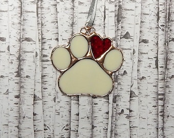 glass sculpture Fused Glass animal print suncatcher ornament paw print home decor Unique gifts for her