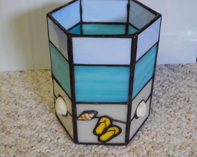 Stained Glass Beach Candle Holder Ocean Candle Holder Etsy