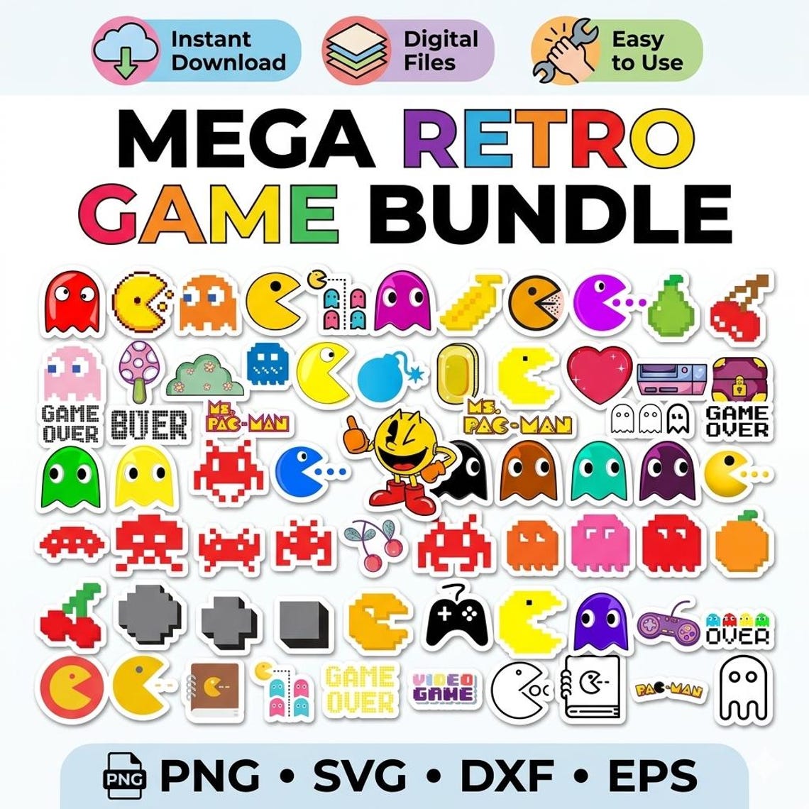 Digital SVG PNG Bundle | Pacman Svg | Cricut & Silhouette Cut Files ...