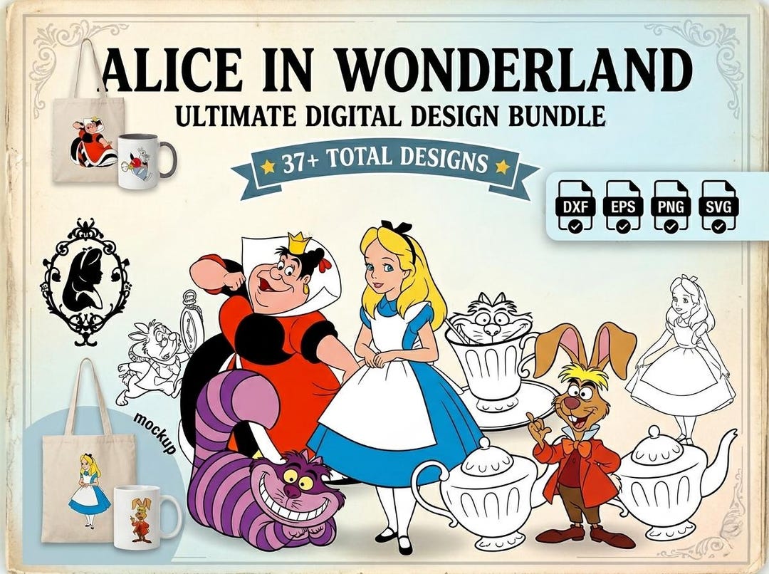 Digital SVG PNG Bundle | Alice in Wonderland Svg | Cricut & Silhouette ...