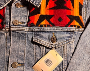 Chaqueta vaquera Levi's personalizada L • Abrigo vaquero de lana Pendleton