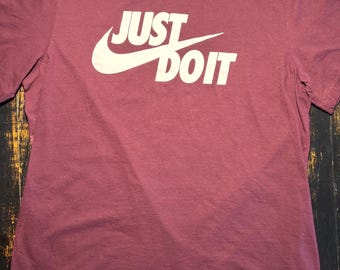 Custom Maroon Sneaker Print T-Shirt | Handmade Streetwear Tee | Bleached Sole Print Shirt | Urban Fashion Graphic Tee Large