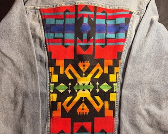 Chaqueta vaquera Levi's personalizada XL • Lana Pendleton Espalda suroeste