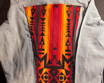 Chaqueta vaquera Levi's personalizada L • Abrigo vaquero de lana Pendleton