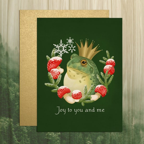 Frog Prince Christmas Card, Greeting Card Set, Art Notecard, Illustrated Holiday Card