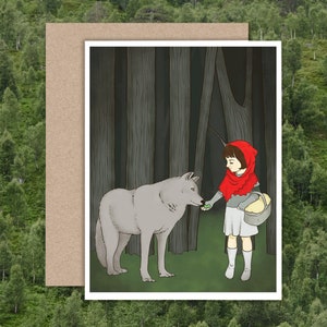 Red Riding Hood Notecard, Any Occasion Card, Fairy Tale Card