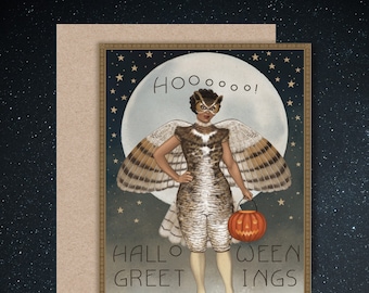 Vintage Style Pin-up Halloween Greeting Card, Halloween Notecard,