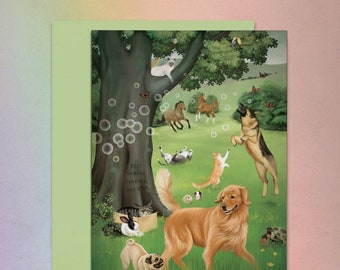 Loss of Pet Sympathy Card, Blank Inside, Rainbow Bridge