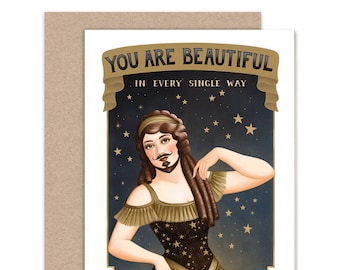 Beautiful Bearded Lady Valentine Greeting Card