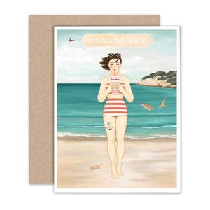 Blank Inside Notecard, Illustrated Notecard, The Sturgeon, Beach Art image 2