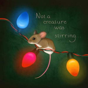 Cute Mouse Christmas Card, Blank Notecard, Greeting Card Set, Holiday Card, Christmas Tree image 5