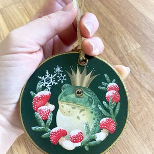 Handmade Wood Slice Ornament, Decoupage, Hand Painted, Christmas Tree Decoration image 3