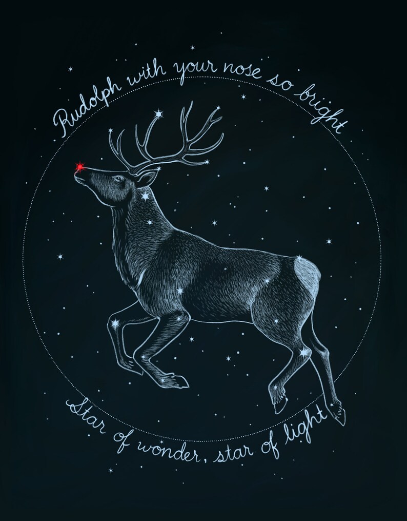 Rudolph Constellation, Christmas Star, Reindeer, Christmas Card image 4