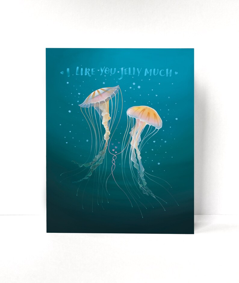 Quirky Jellyfish Valentine's Day Card for Ocean Lovers and Marine Biologists image 2