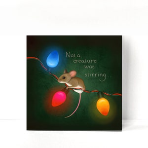 Cute Mouse Christmas Card, Blank Notecard, Greeting Card Set, Holiday Card, Christmas Tree image 3