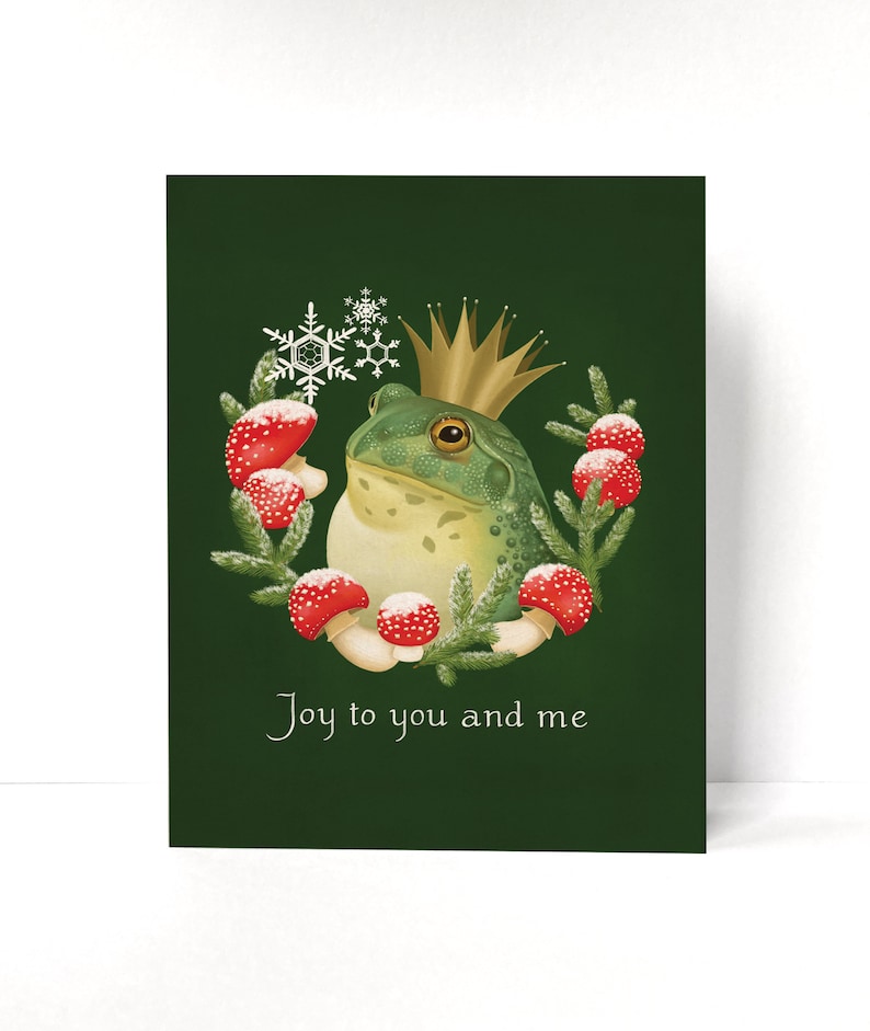 Frog Prince Christmas Card, Greeting Card Set, Art Notecard, Illustrated Holiday Card image 2