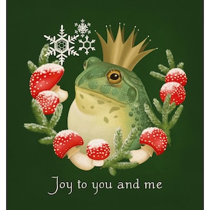 Frog Prince Christmas Card, Greeting Card Set, Art Notecard, Illustrated Holiday Card image 5