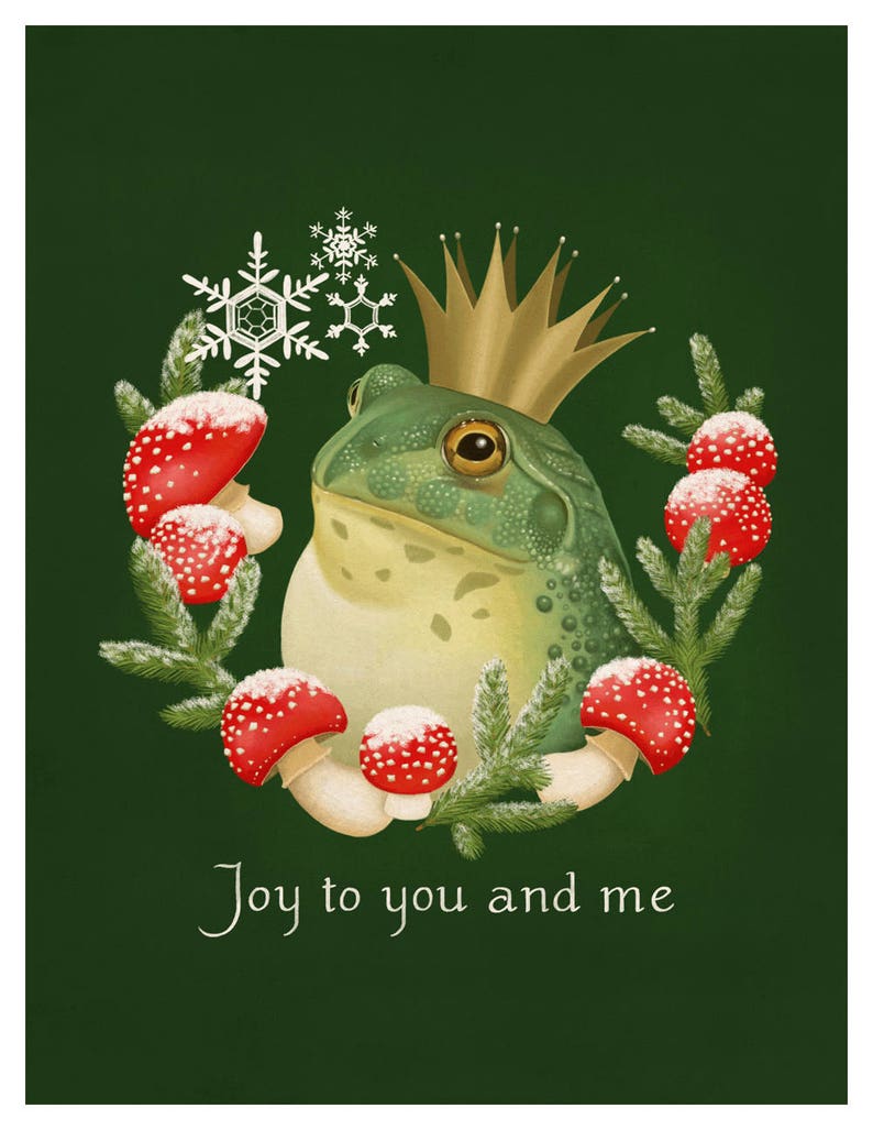 Frog Prince Christmas Card, Greeting Card Set, Art Notecard, Illustrated Holiday Card image 5