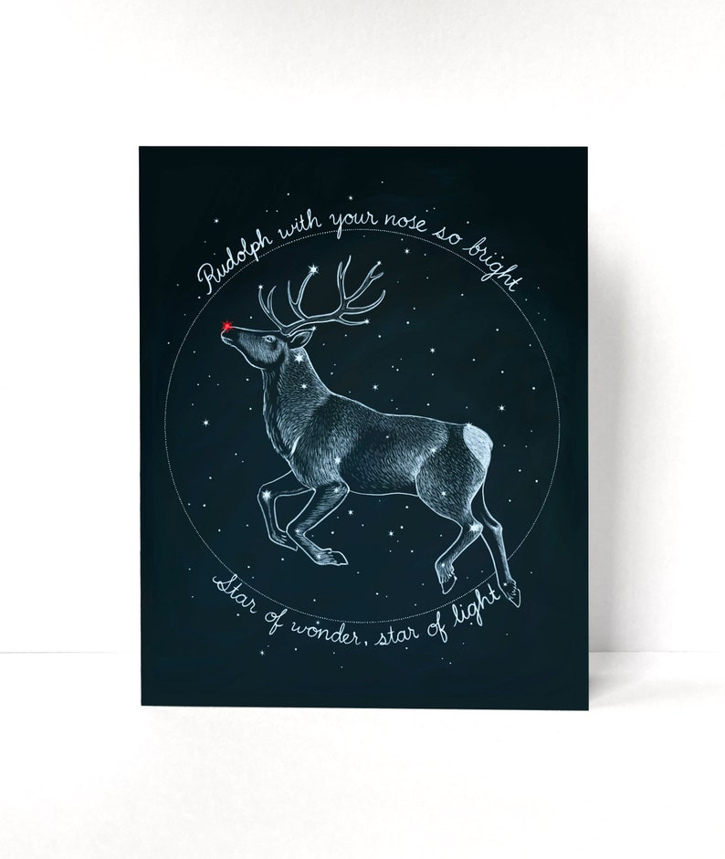 Rudolph Constellation, Christmas Star, Reindeer, Christmas Card image 2