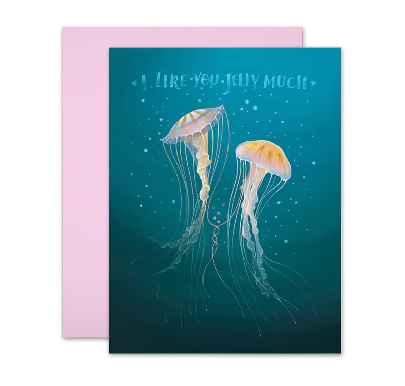 Quirky Jellyfish Valentine's Day Card for Ocean Lovers and Marine Biologists image 3