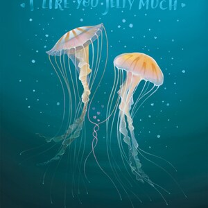 Quirky Jellyfish Valentine's Day Card for Ocean Lovers and Marine Biologists image 4