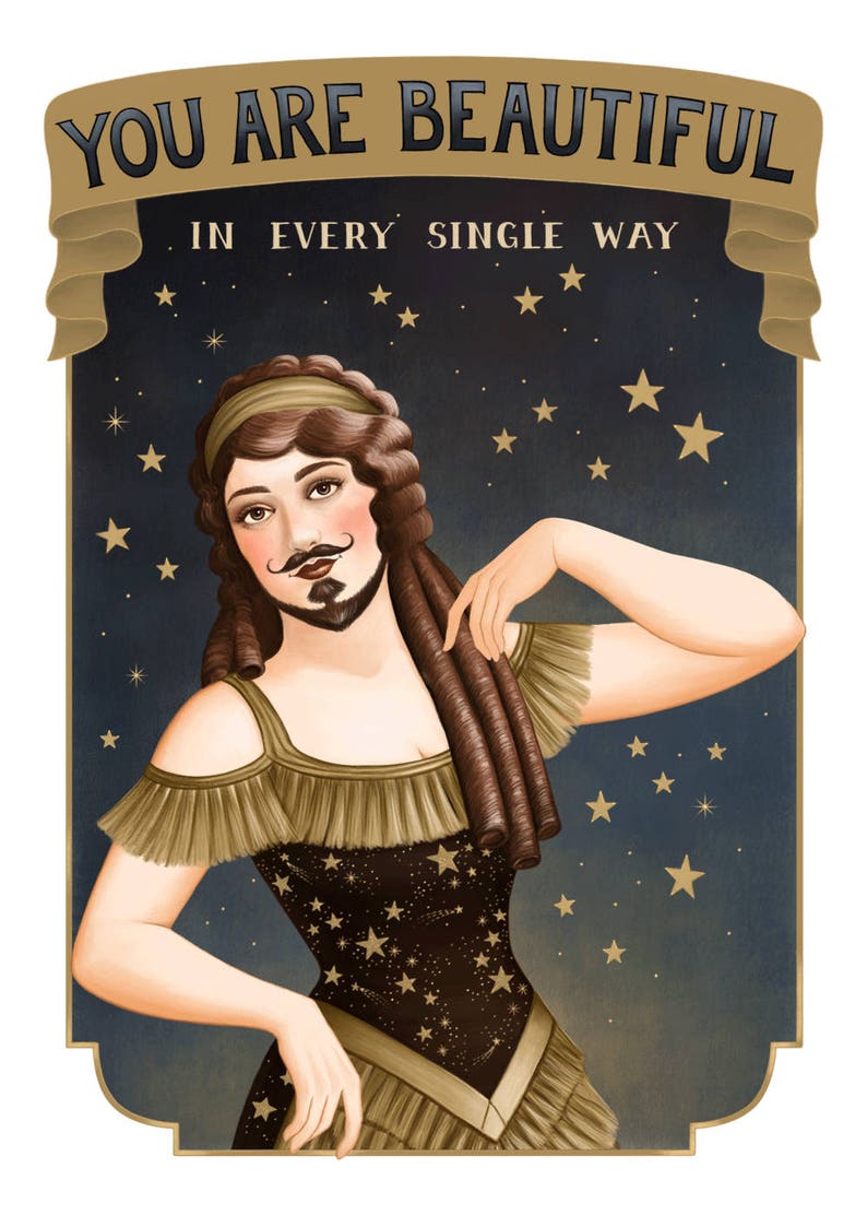 Beautiful Bearded Lady Valentine Greeting Card imagem 3