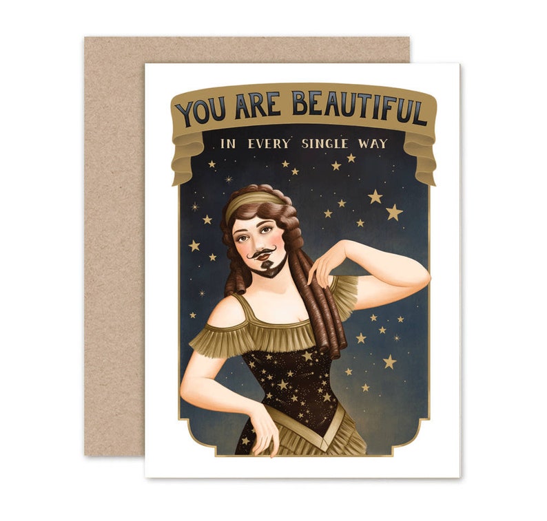 Beautiful Bearded Lady Valentine Greeting Card imagem 1