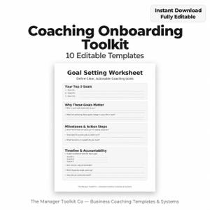 Coaching Onboarding Toolkit | 10 Printable Templates | Client Intake, Goal Setting, Accountability, Session Structure | Coaching Forms PDF