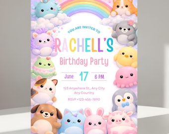 Squishmallow Birthday Invitation: Printable Girl Party Invite (Digital Download)