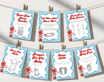 Retro Soda Baby Shower Games Bundle | Printable Canva Templates
