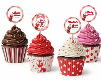 Retro Soda Baby Shower Tags and Cupcake Toppers (Printable Editable Canva Template)