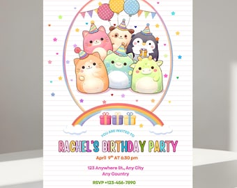 Squishmallow Birthday Invitation: Editable Canva Template (Digital Download)