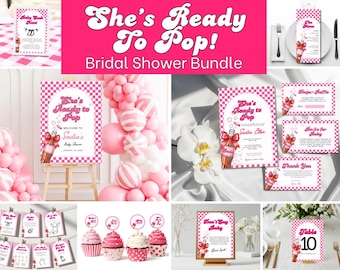 Soda Theme Baby Shower Bundle, Retro Diner Party, Editable Canva Template