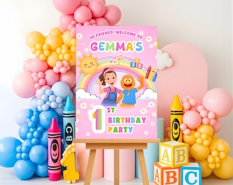 Ms Rachel Birthday Welcome Sign | Learning Theme Party (Digital Download