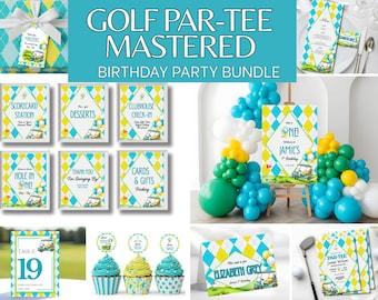 Golf Mastered 1st Year Birthday Invitation Bundle: Par-Tee Party Decor Editable Canva Templates