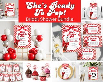 Retro Soda Baby Shower Bundle, Diner Theme, Editable Template (Canva)