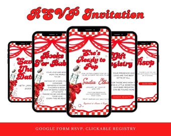 Ready to Pop Baby Shower Mobile Invitation, Soda Theme (Digital)