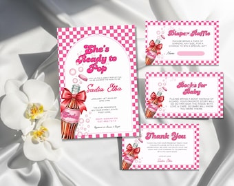 Retro Soda Pop Baby Shower Invitation Set (Digital Download)