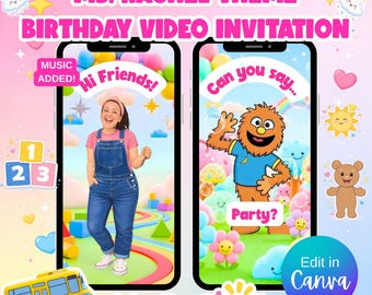 Ms. Rachel Birthday Video Invitation | First Birthday, Toddler Party (Digital Download)