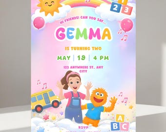 Ms Rachel Birthday Invitation, Educational Theme (Digital Download 5x7 Portrait)