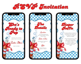 She’s Ready to Pop Animated Mobile Invitation with music Soda Baby Shower Digital Evite