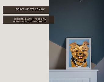 Yorkie Wall Art Printable – Yorkshire Terrier Dog Painting – Pet – Digital Download – Companion Dog Decor