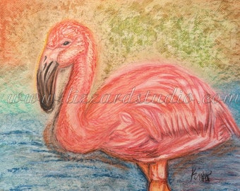 Chalk Pastel drawing- Flamingo