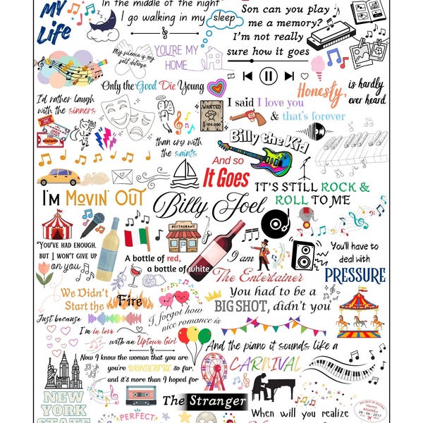 Billy Joel Lyric Collage